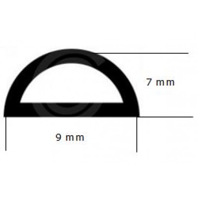 Tochtband sponsrubber | Celrubber D profiel | 9 x 7 mm | rol 100 meter